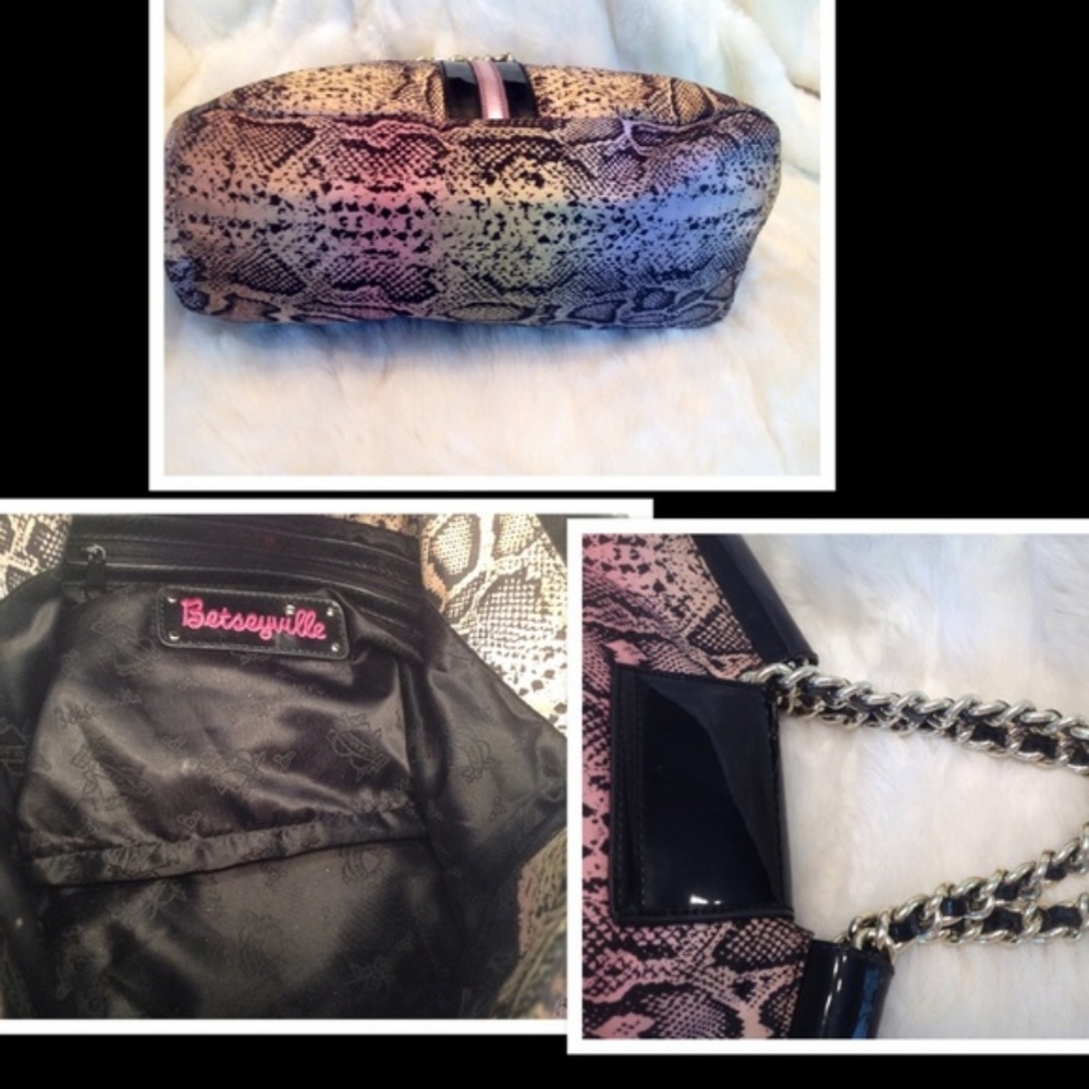 Euc Betsey Johnson Rainbow Python Bag - image 4